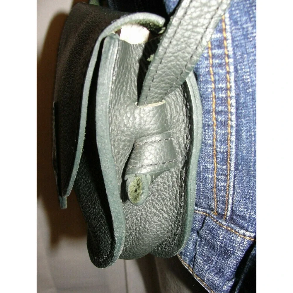 Green Pebbled Leather Celtic Knot Medallion Crossbody Saddle Shoulder Bag Small